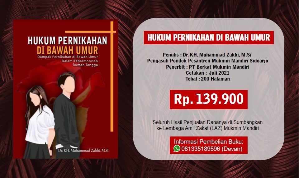 Buku Hukum Perkawinan di Bawah Umur Karya Kiai Zakki Terjual, Dananya 100% Diberikan ke Lembaga Amil Zakat (LAZ) Mukmin Mandiri
