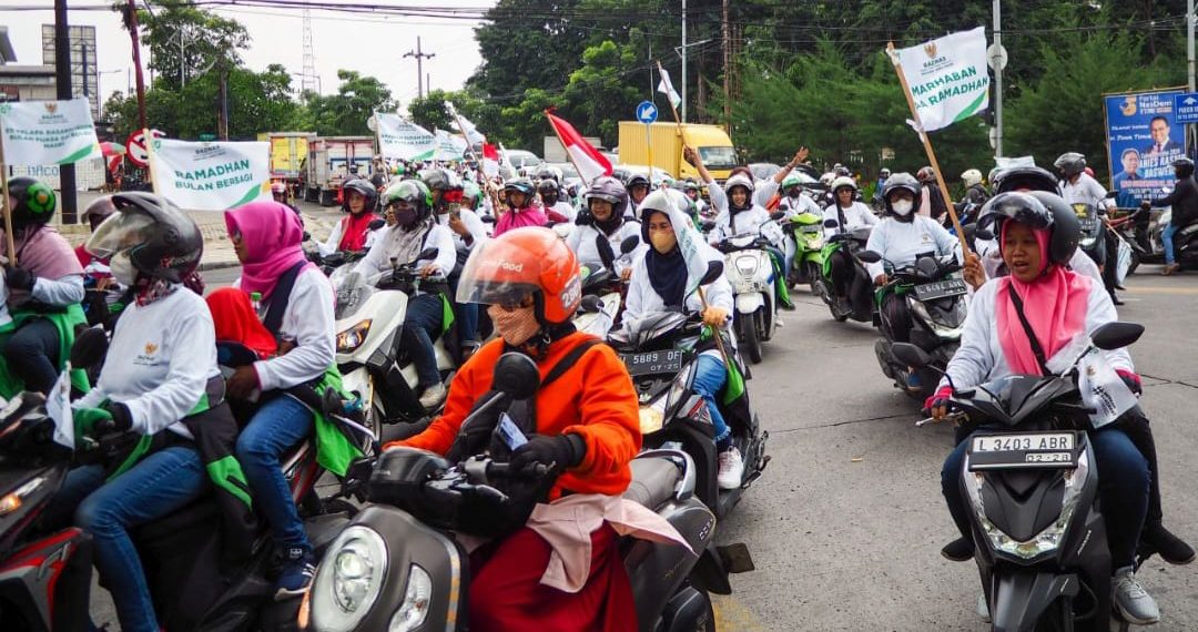 Meriahkan Tarhib Ramadhan, Ratusan Bunda Ojol Konvoi Bareng Baznas Jatim