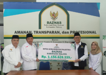 Aksi Peduli Palestina, BAZNAS Kab. Malang Salurkan Infak Kemanusiaan Rp 1,1 Milyar Melalui BAZNAS Jatim.