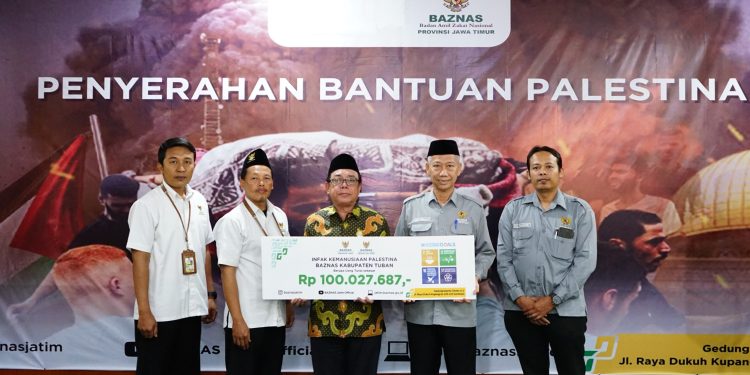 BAZNAS Kabupaten Tuban Menyerahkan Infak Kemanusiaan Palestina Sebesar Rp. 100.027.687 Ke Baznas Jatim.