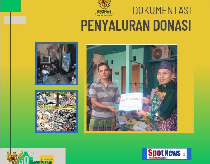 Baznas Ngawi Menyerahkan Bantuan Guru PAUD Korban Kebakaran