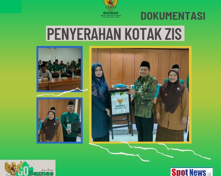 Badan Amil Zakat Nasional (BAZNAS) Gresik Menyerahkan Kotak ZIS Ke Kemenang Gresik.