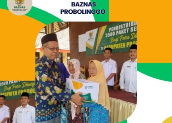 Basznas Probolinggo Mengawal Pendistribusi Paket Sembako Bagi Kaum Dhuafa