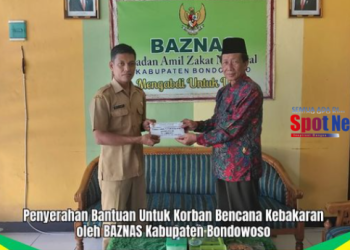 Penyerahan bantuan untuk Korban Bencana Kebakaran Oleh Baznas Kabupaten Bondowoso