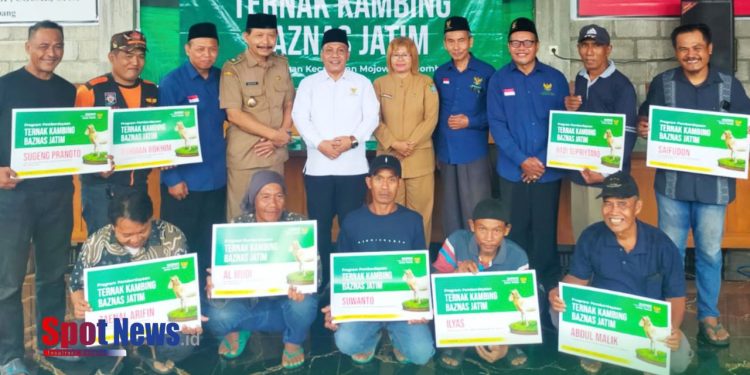 Baznas Provinsi Jawa Timur dan Baznas Kabupaten Jombang Serahkan Bantuan Program Ternak Kambing di Kecamatan Mojowarno