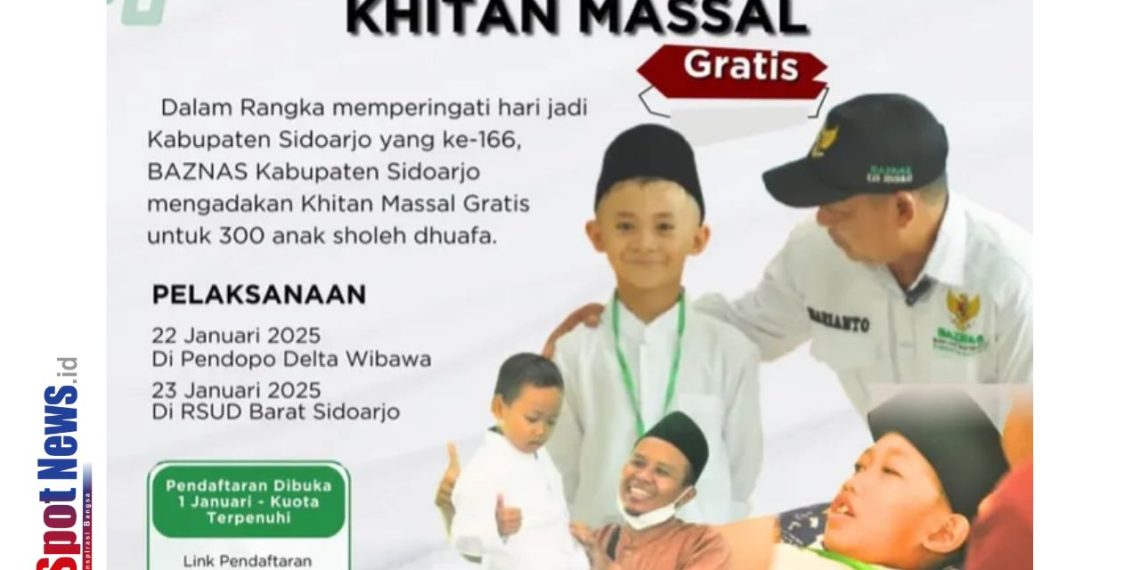 BAZNAS Sidoarjo Gelar Khitan Massal Gratis dalam Rangka Hari Jadi Kabupaten Sidoarjo ke-166,ini cara daftarnya.