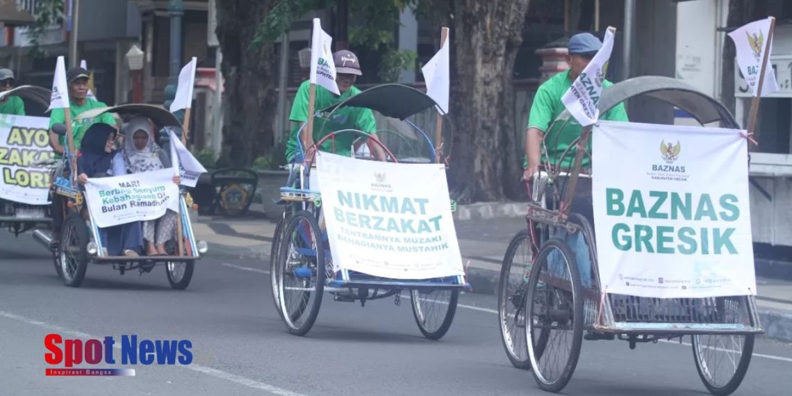 Ramaikan Festival Ramadan 2025, Baznas Gresik Gandeng Loper Koran, Ojol, Opang, dan Tukang Becak Untuk Syiar Zakat Bersama
