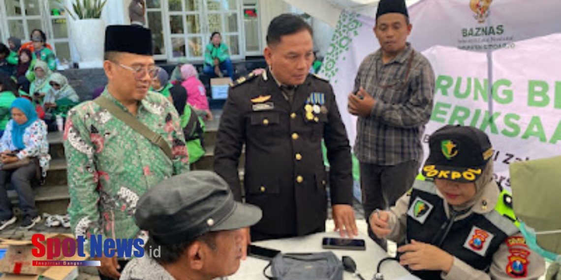 Peringati Hari Bhayangkara ke-79, Polresta Sidoarjo dan BAZNAS Gelar Bakti Sosial dan Pemeriksaan Kesehatan Gratis