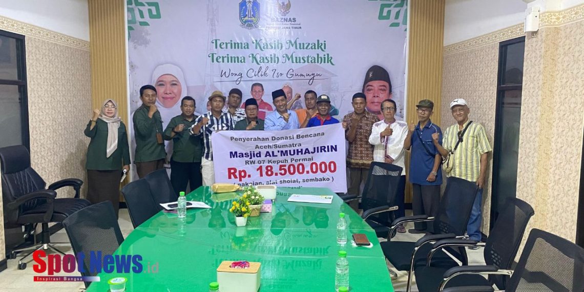 Pengurus Masjid Muhajirin Kepuh Permai Galang Donasi Bencana, Salurkan Rp18,5 Juta ke BAZNAS Jatim