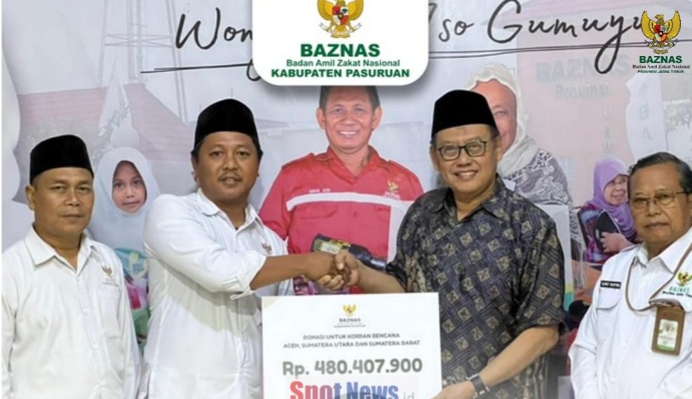 Baznas Kab. Pasuruan Salurkan Amanah Donasi untuk Warga Aceh & Sumatera Ke Baznas JATIM