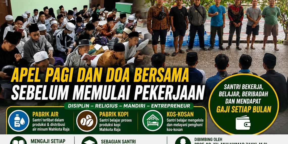 Sebelum Bekerja, Santri Mukmin Mandiri Awali Pagi dengan Apel dan Doa Bersama