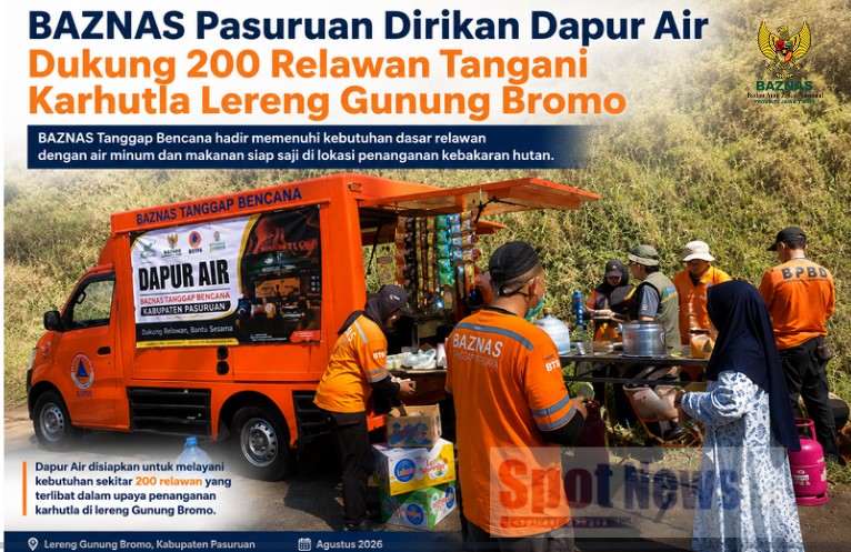 BAZNAS Pasuruan Dirikan Dapur Air untuk Dukung 200 Relawan Tangani Karhutla Lereng Bromo