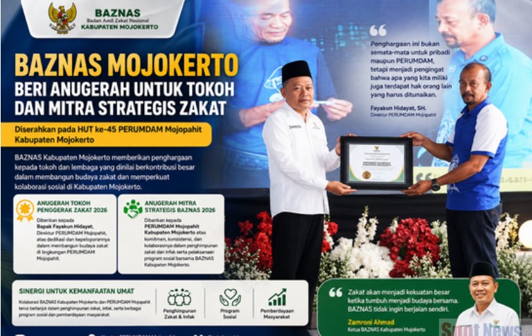 BAZNAS Mojokerto Beri Anugerah kepada Penggerak Zakat dan Mitra Strategis