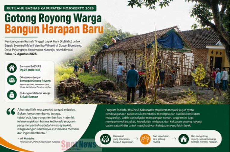 Gotong Royong Warga Payungrejo Hidupkan Harapan Keluarga Penerima Rutilahu BAZNAS Mojokerto