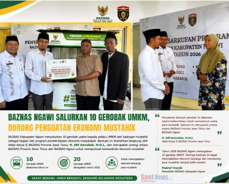 BAZNAS Ngawi Salurkan 10 Gerobak UMKM, Dorong Penguatan Ekonomi Mustahik