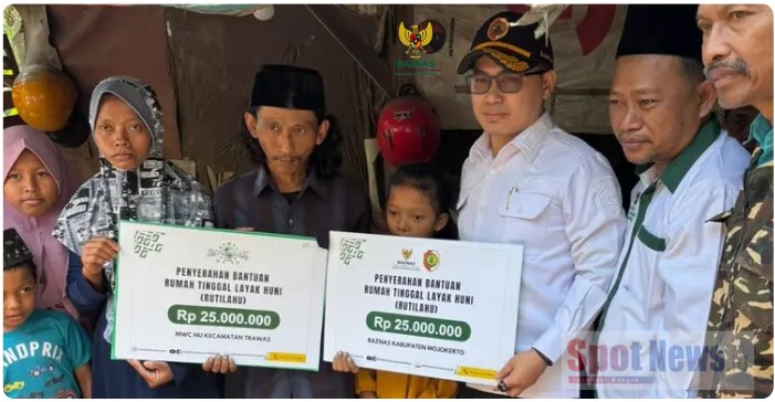 Kolaborasi BAZNAS Kab Mojokerto dan MWCNU Hadirkan Rumah Layak bagi Keluarga Sutarmo di Mojokerto