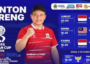 Pemprov Jateng Gelar Nobar Timnas Indonesia di FIFA ASEAN Cup 2026, Gratis untuk Masyarakat